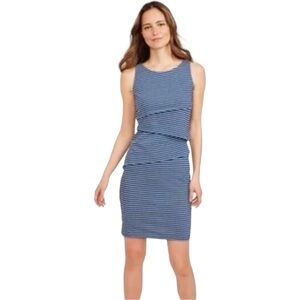 J McLaughlin Nichola Dress Sheath Striped Tiered Nautical Coastal Sz L